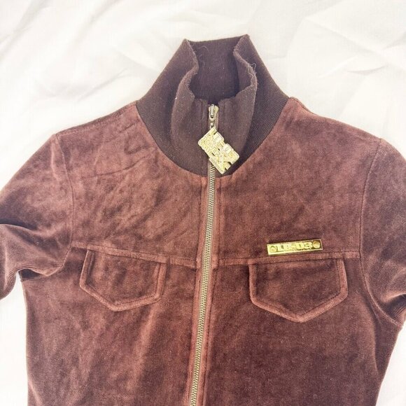 BROWN VELVET ZIP UP TRACK SUIT SIZE SMALL - Picture 4 of 8